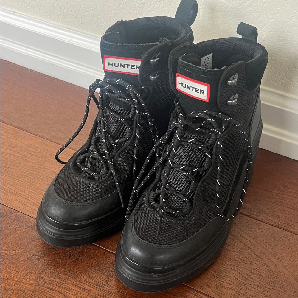 Hunter Black High Heel Rain Boots